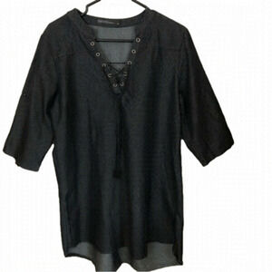 Lightweight Denim Boxy Loose Fit Pullover Tunic XL